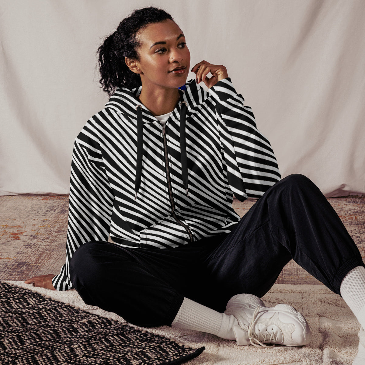 Black and white wavy lines Unisex zip hoodie – Dirtbags and Champagne