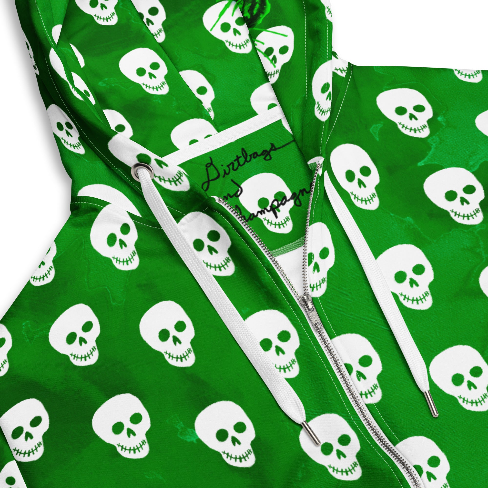Skulls on green camo recycled Unisex zip hoodie