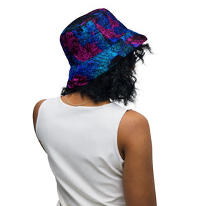 Black or white with cerulean and magenta Reversible bucket hat