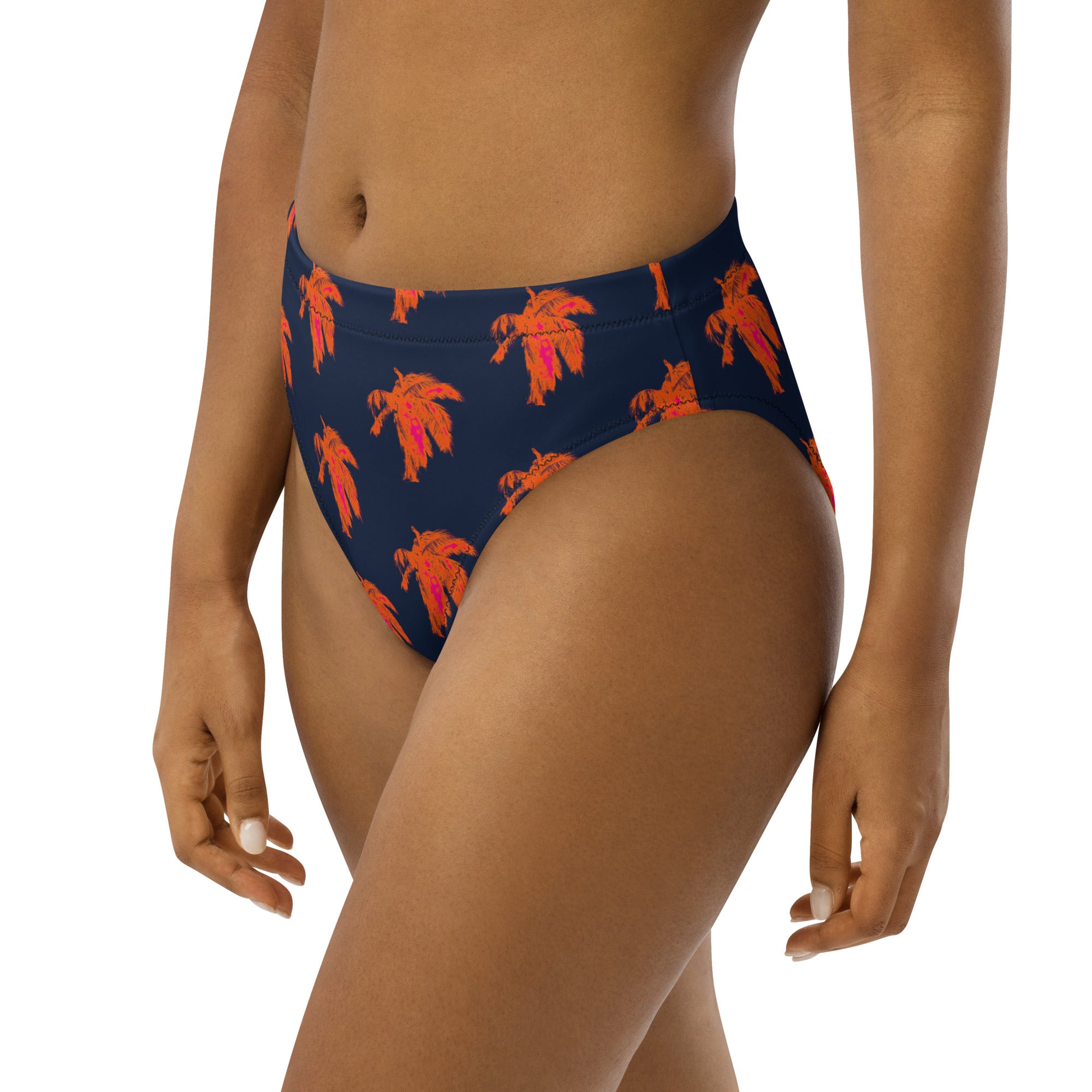 Neon Palm Recycled high-waisted bikini bottom