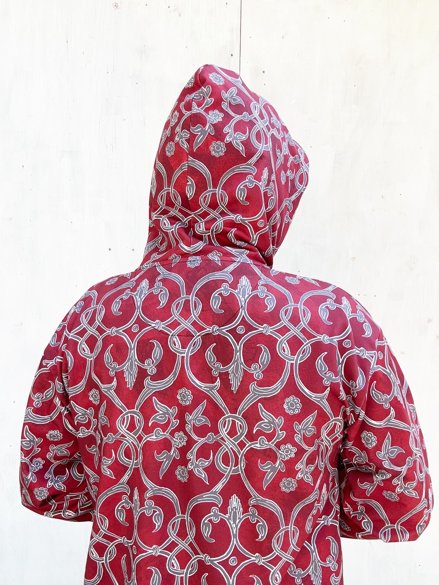 fancy 8 pattern maroon and grey brown Unisex zip hoodie