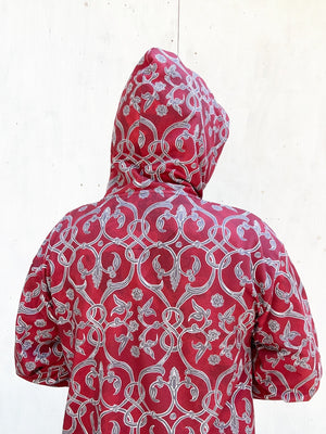 fancy 8 pattern maroon and grey brown Unisex zip hoodie