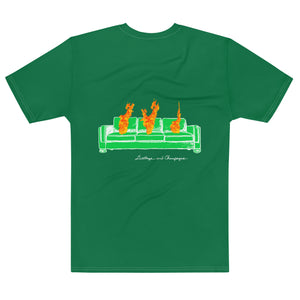 Green and white couch fire Men's t-shirt