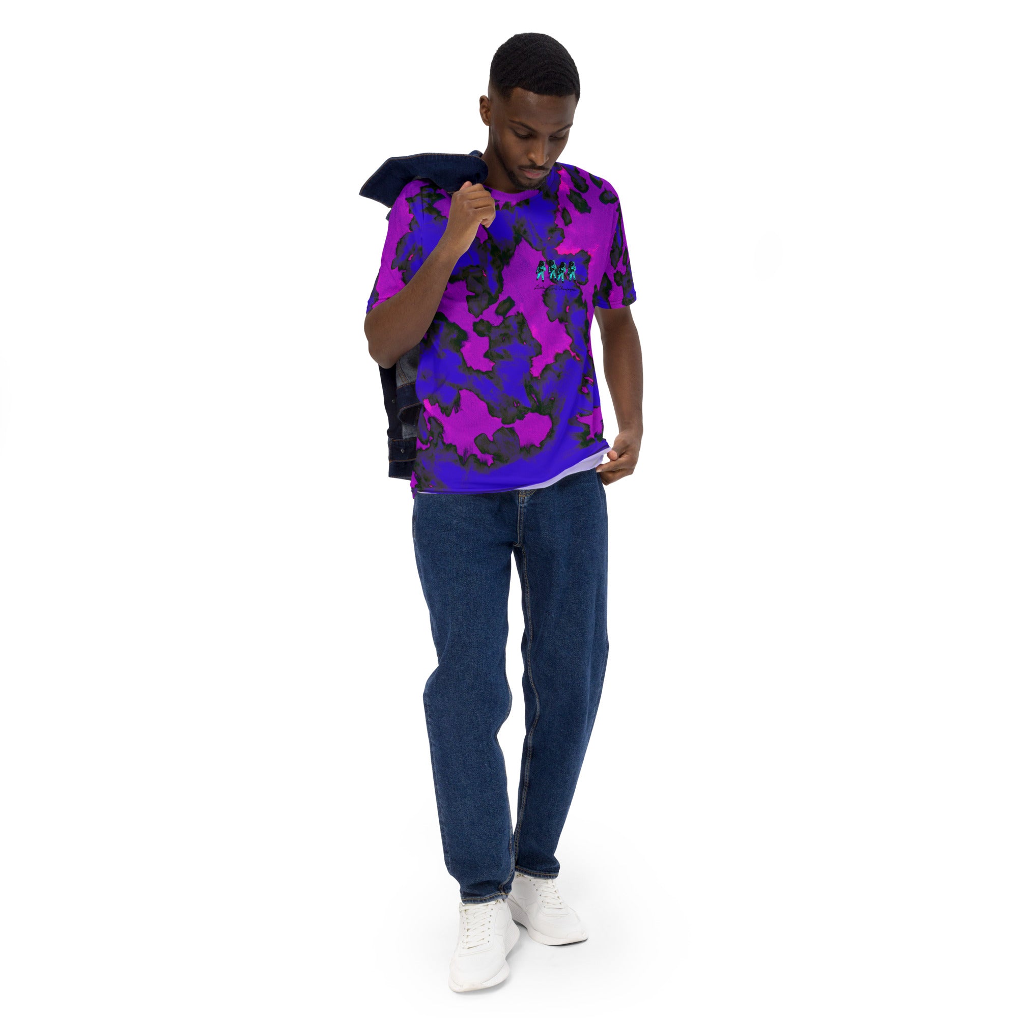 teal palm tree Moonmen on Daphne splotches Men's t-shirt