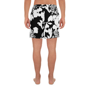 Black and white Hydrangea Men's Recycled Athletic Shorts