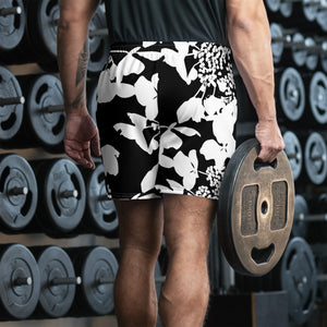 Black and white Hydrangea Men's Recycled Athletic Shorts