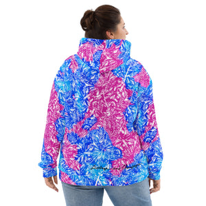 cerulean and magenta diamond with blue lightning cloud in the hood Unisex Hoodie