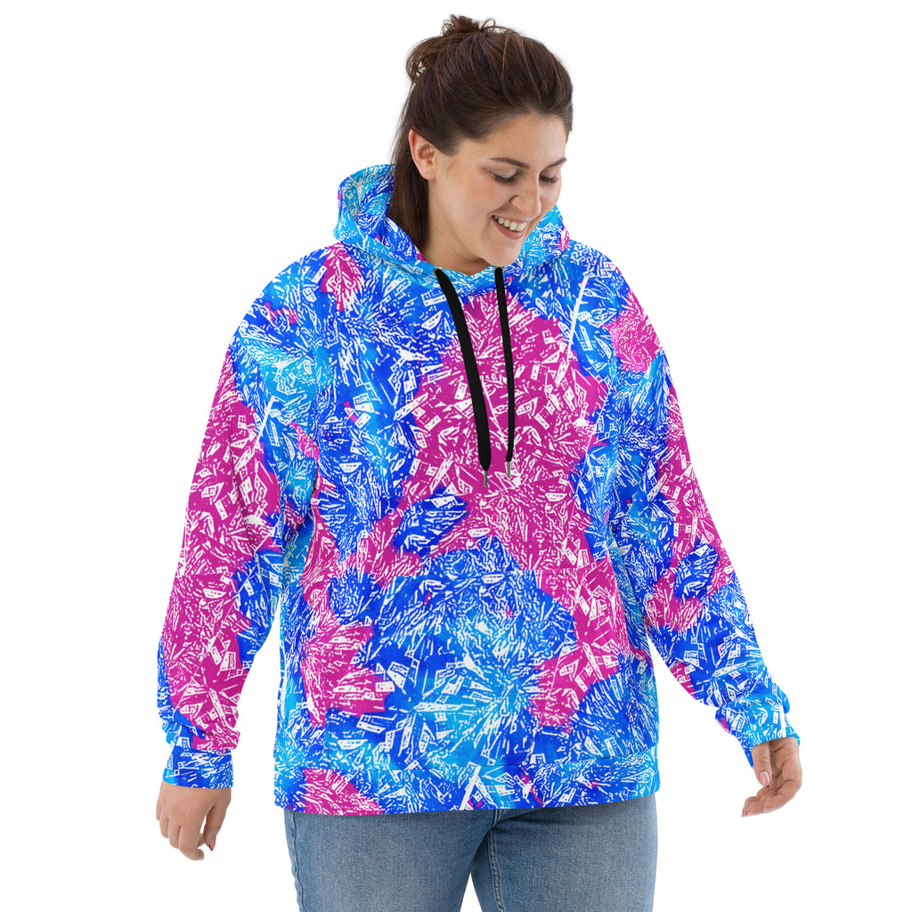 cerulean and magenta diamond with blue lightning cloud in the hood Unisex Hoodie