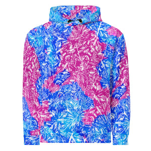 cerulean and magenta diamond with blue lightning cloud in the hood Unisex Hoodie