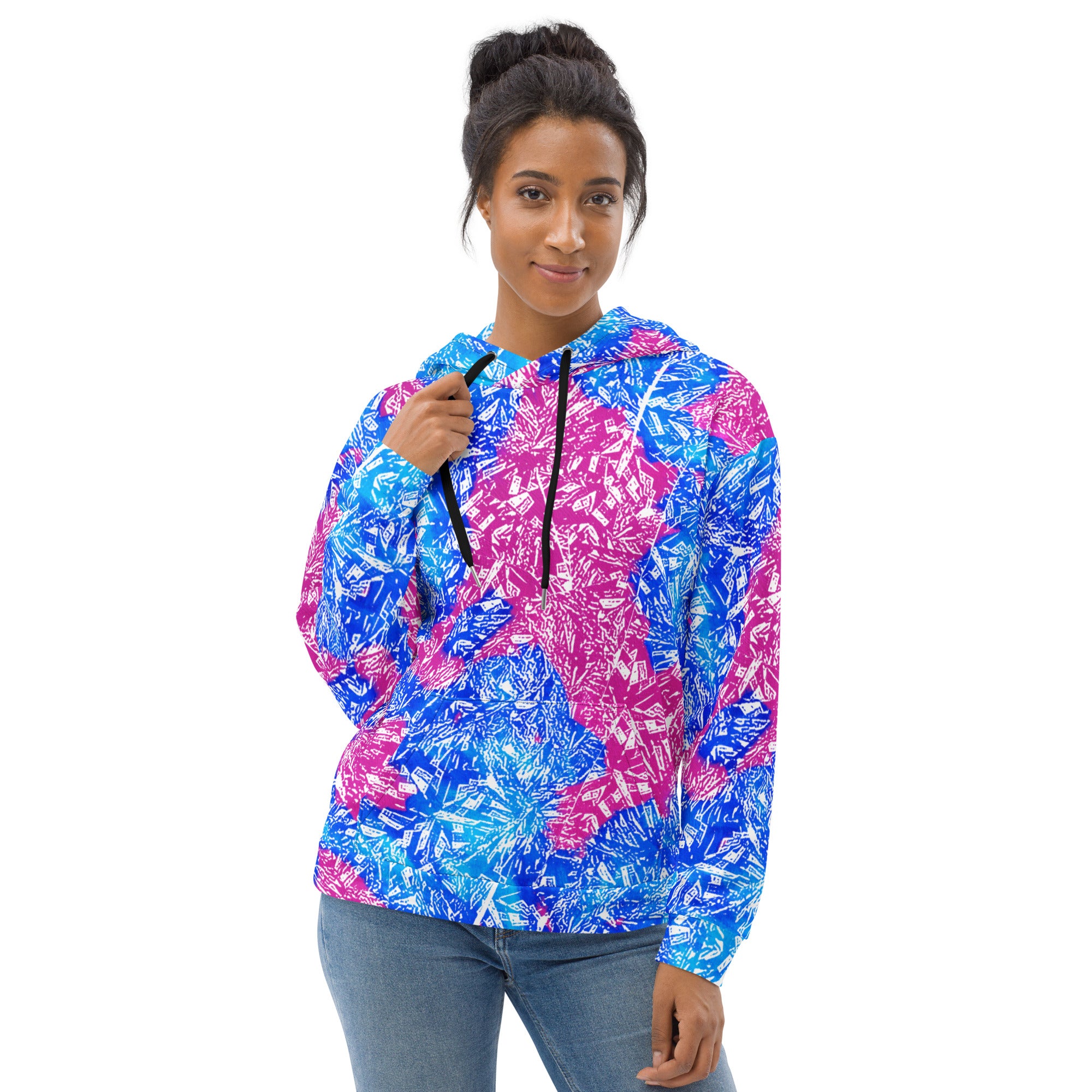 cerulean and magenta diamond with blue lightning cloud in the hood Unisex Hoodie