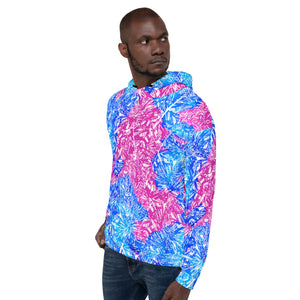 cerulean and magenta diamond with blue lightning cloud in the hood Unisex Hoodie