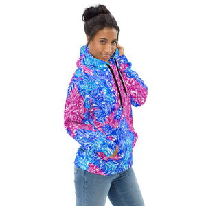 cerulean and magenta diamond with blue lightning cloud in the hood Unisex Hoodie