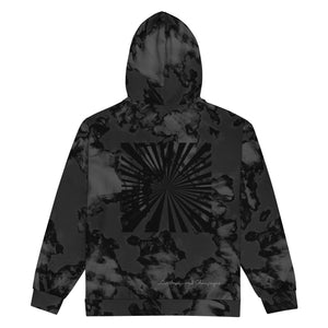 Radiating black painted camo 95%  recycled Unisex zip hoodie