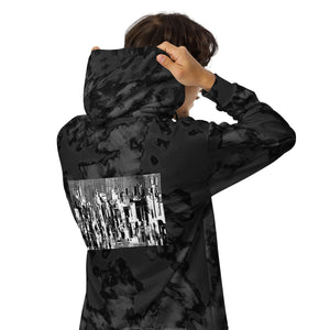 Digital Static Black and White Recycled Unisex zip hoodie