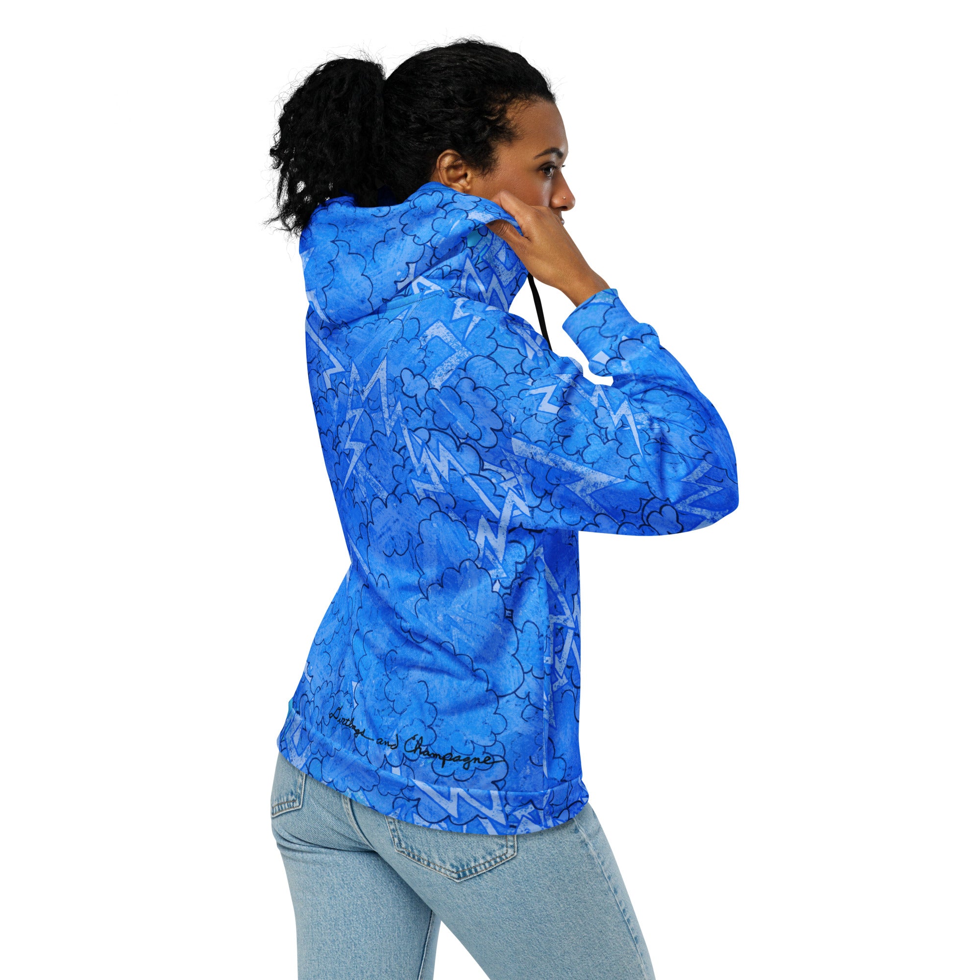 Blue lightning cloud Unisex zip hoodie