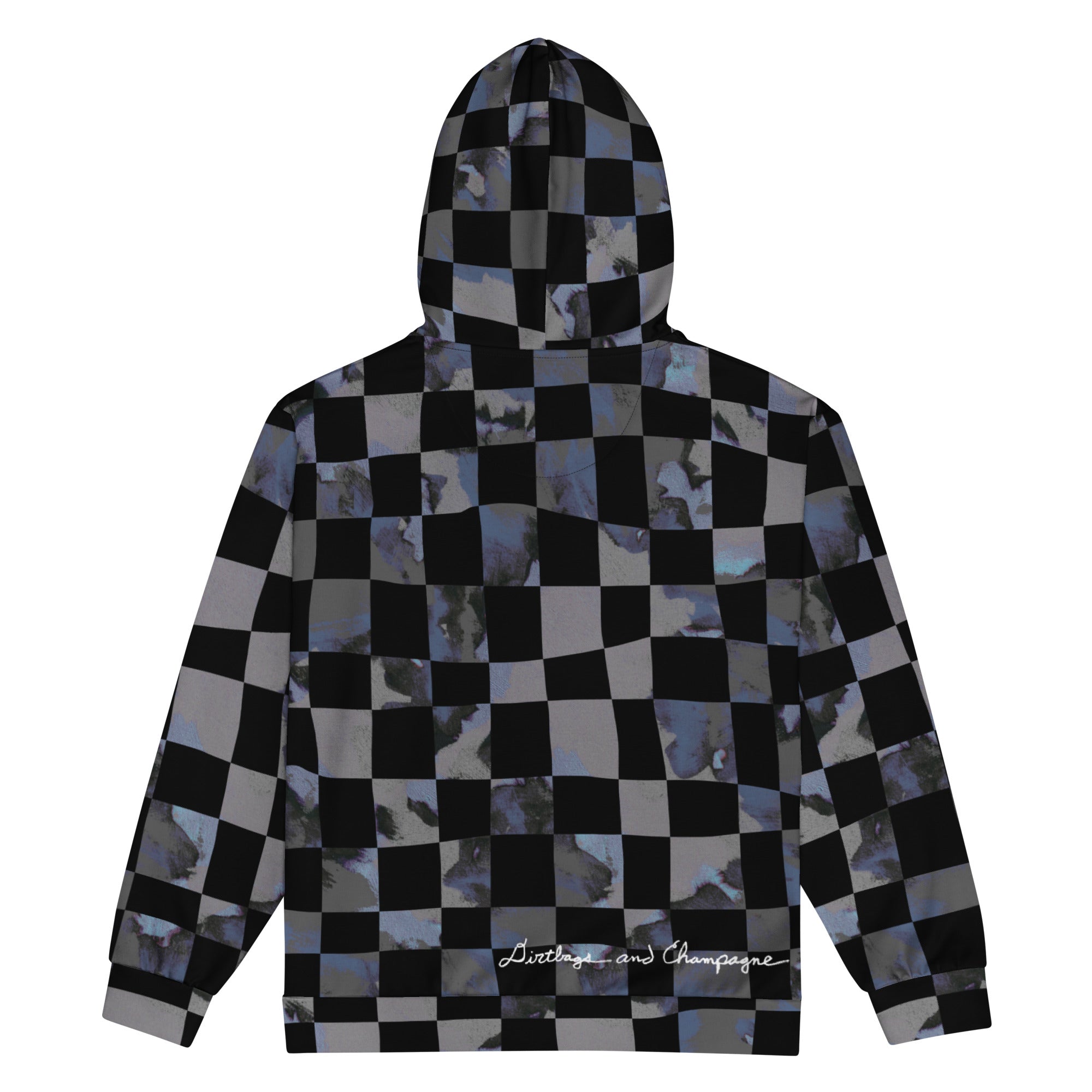 grey and black checkered Unisex zip hoodie