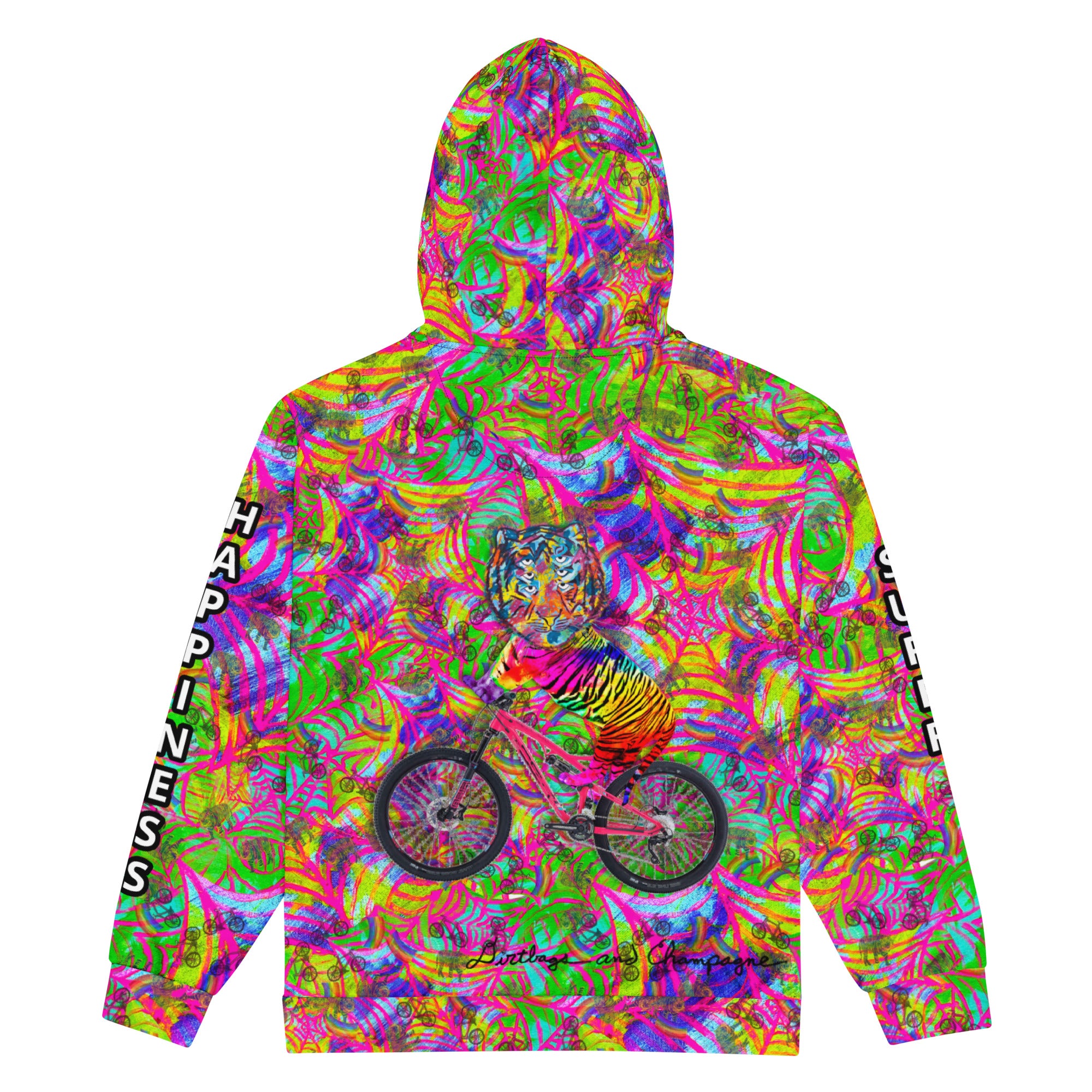 TEAM SUPER HAPPINESS RAINBOW BICYCLE TIGER Unisex zip hoodie