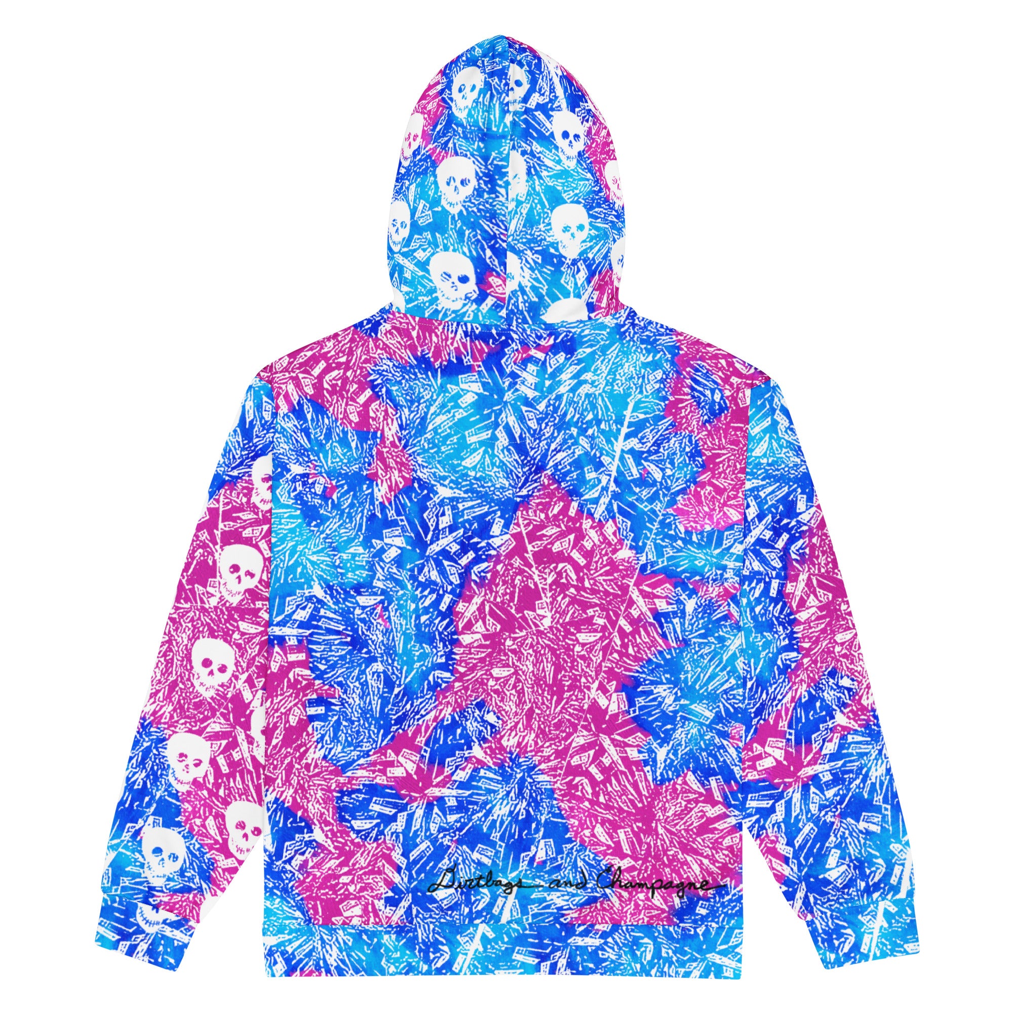 cerulean magenta diamond, skull sleeve and hood Unisex Zip Hoodie