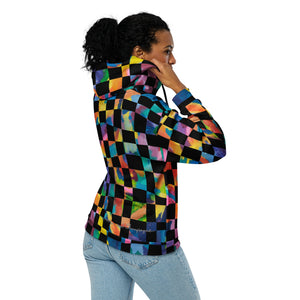 black and rainbow checkered Unisex zip hoodie