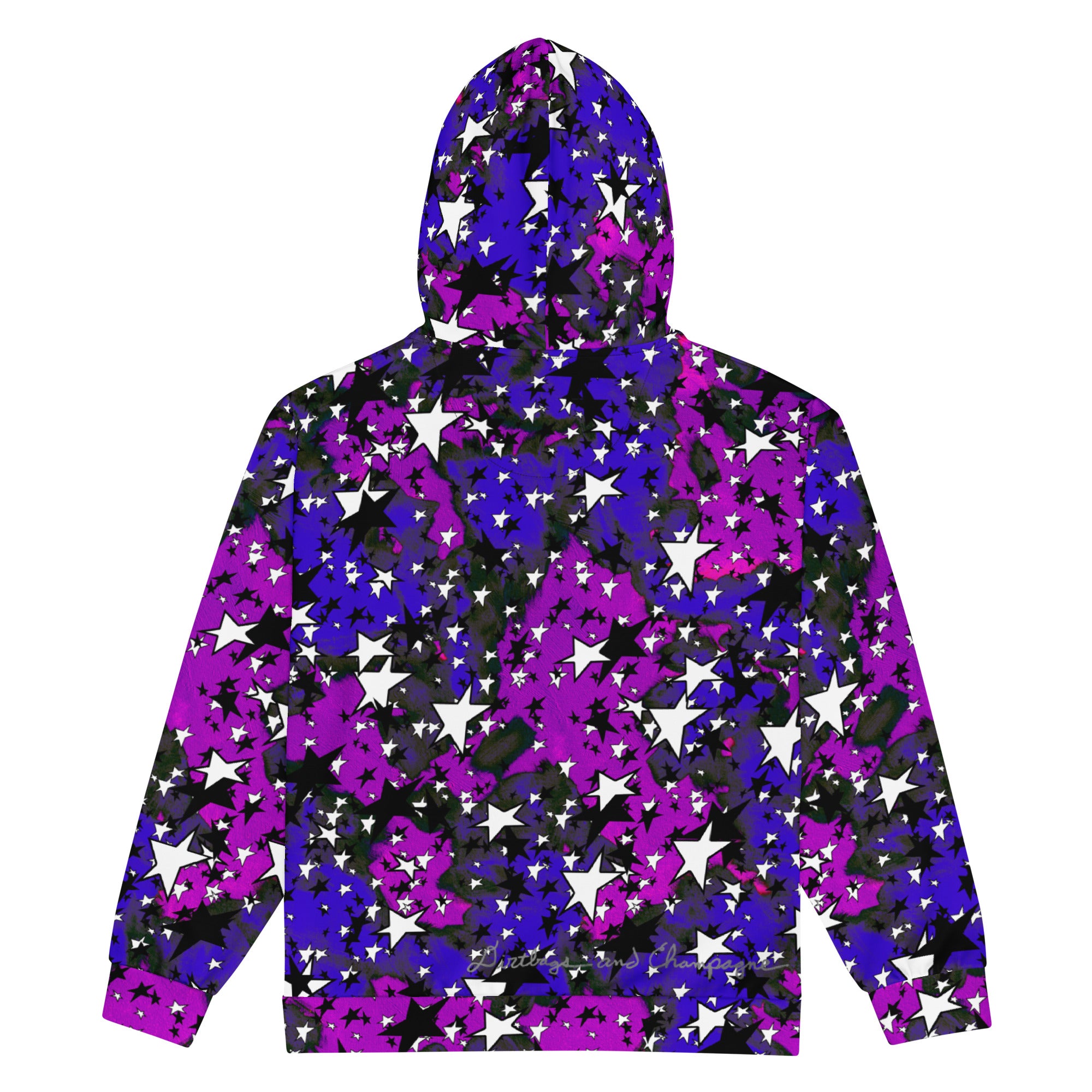 Daphne black and white stars, moon man in hood Unisex zip hoodie