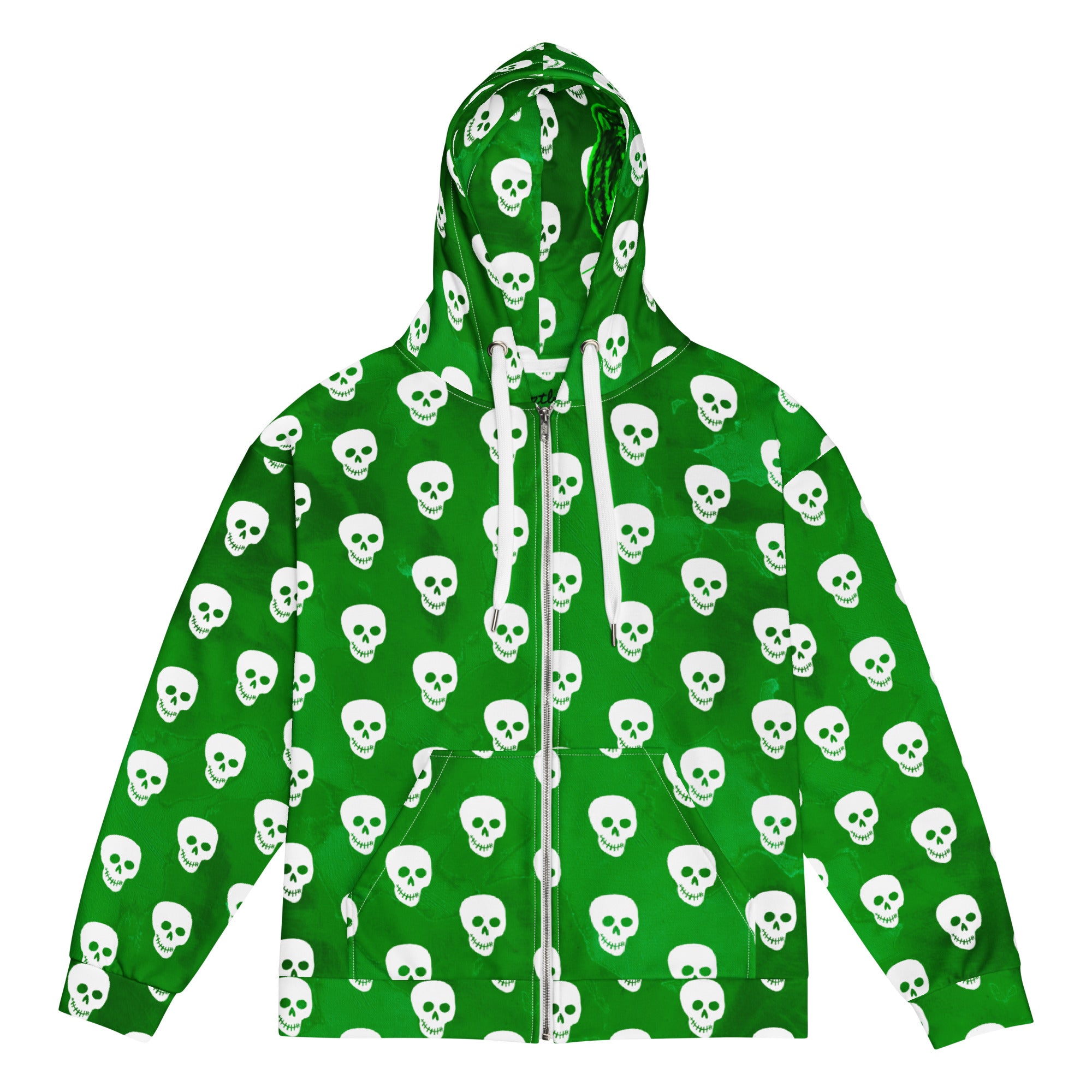 Skulls on green camo recycled Unisex zip hoodie