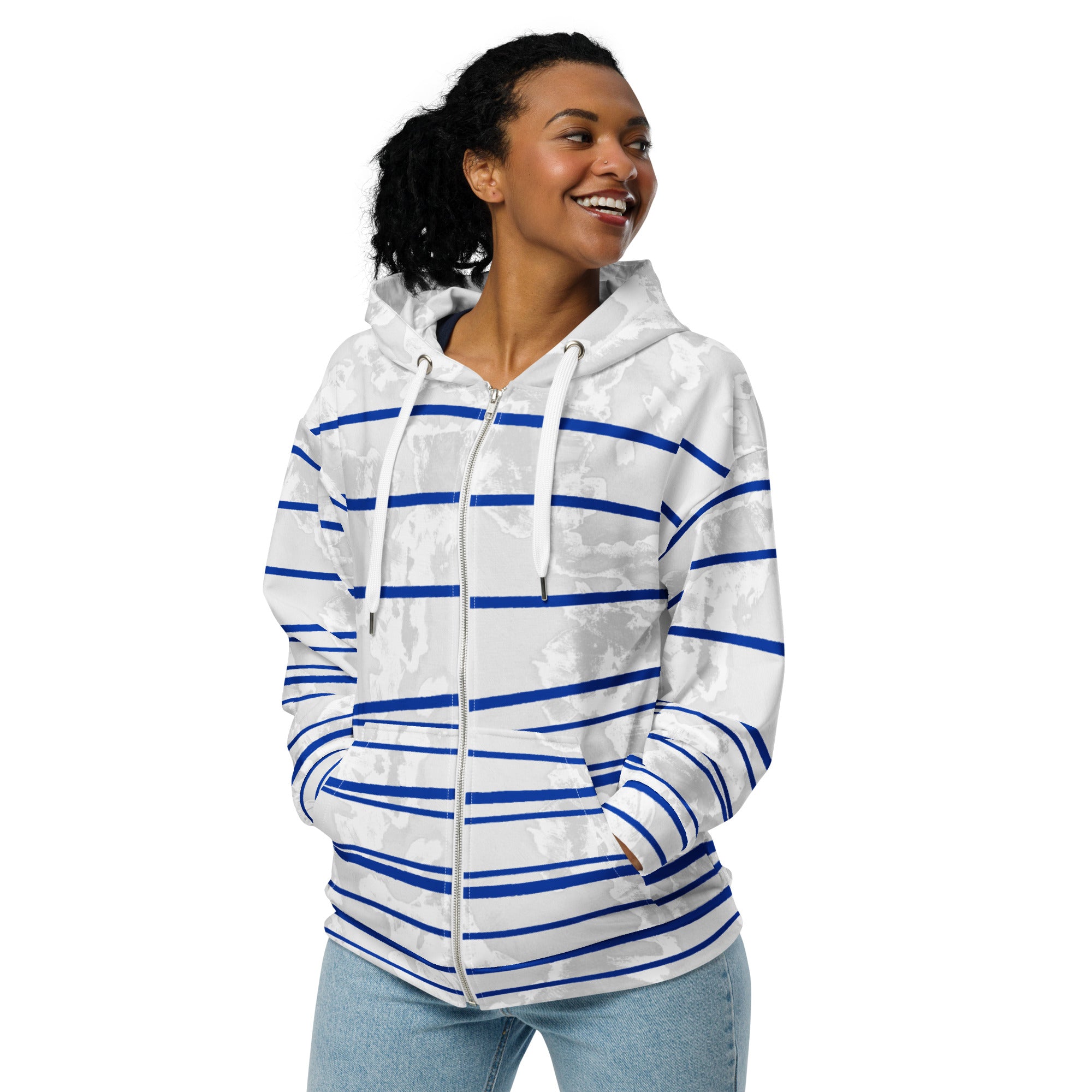 Picasso Boat shirt breton Recycled Unisex zip hoodie