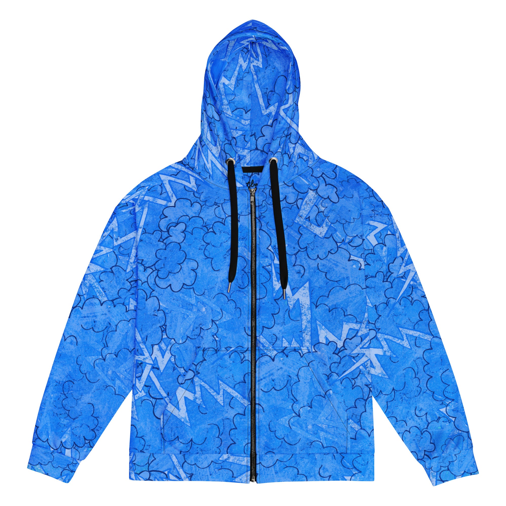 Blue lightning cloud Unisex zip hoodie