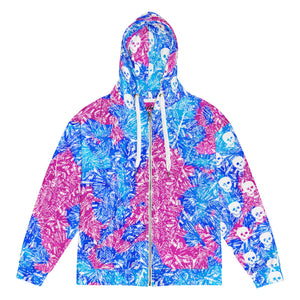 cerulean magenta diamond, skull sleeve and hood Unisex Zip Hoodie