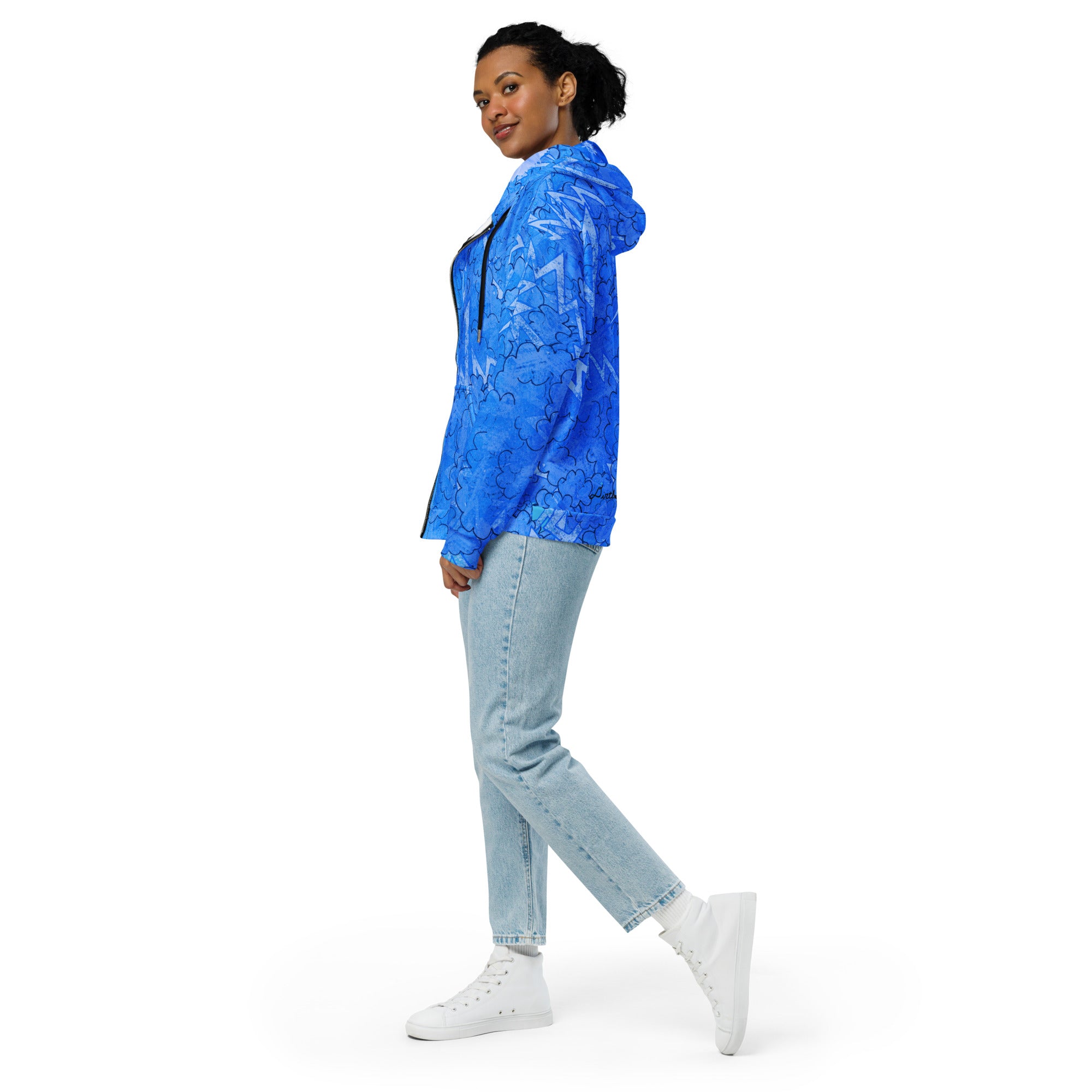 Blue lightning cloud Unisex zip hoodie