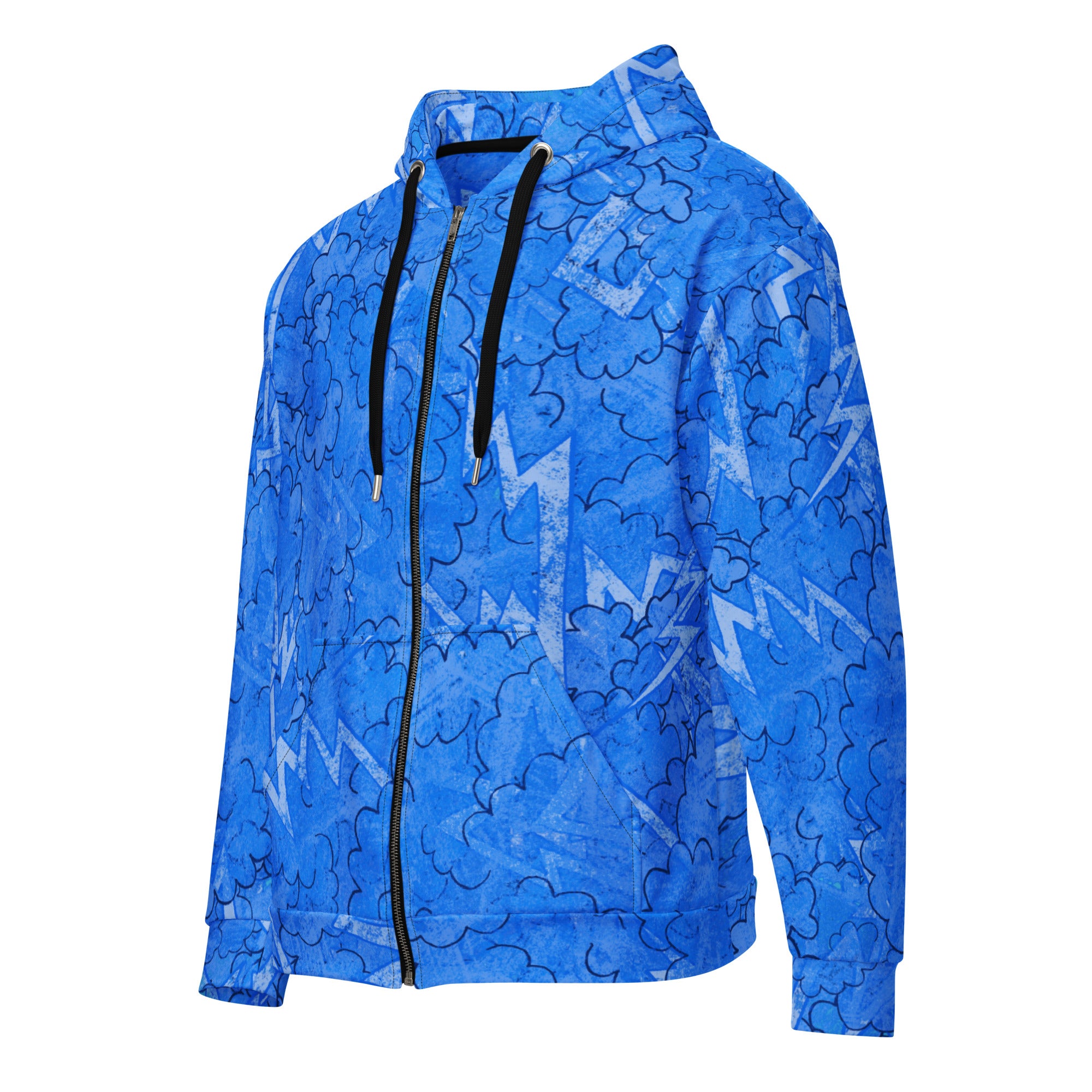 Blue lightning cloud Unisex zip hoodie