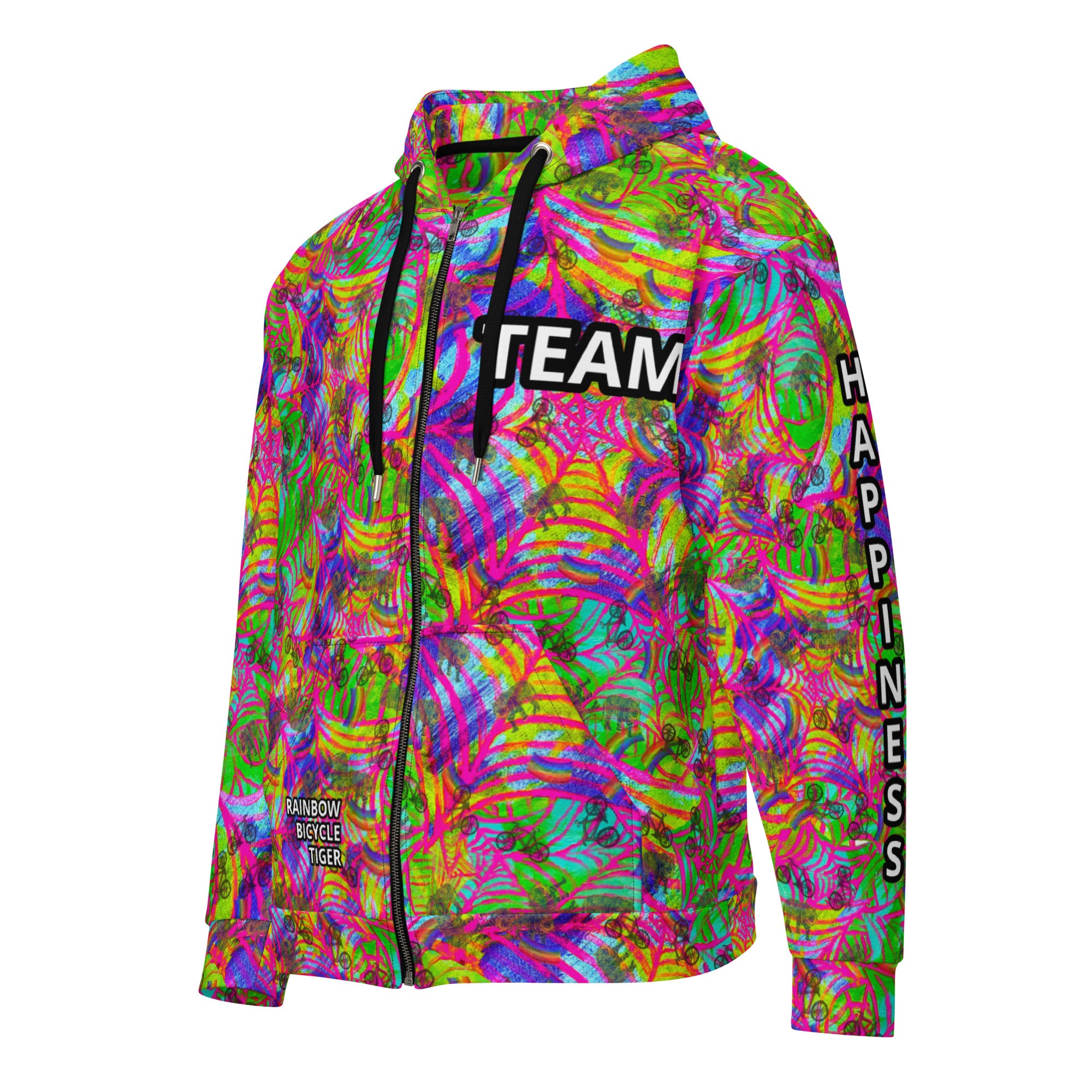 TEAM SUPER HAPPINESS RAINBOW BICYCLE TIGER Unisex zip hoodie