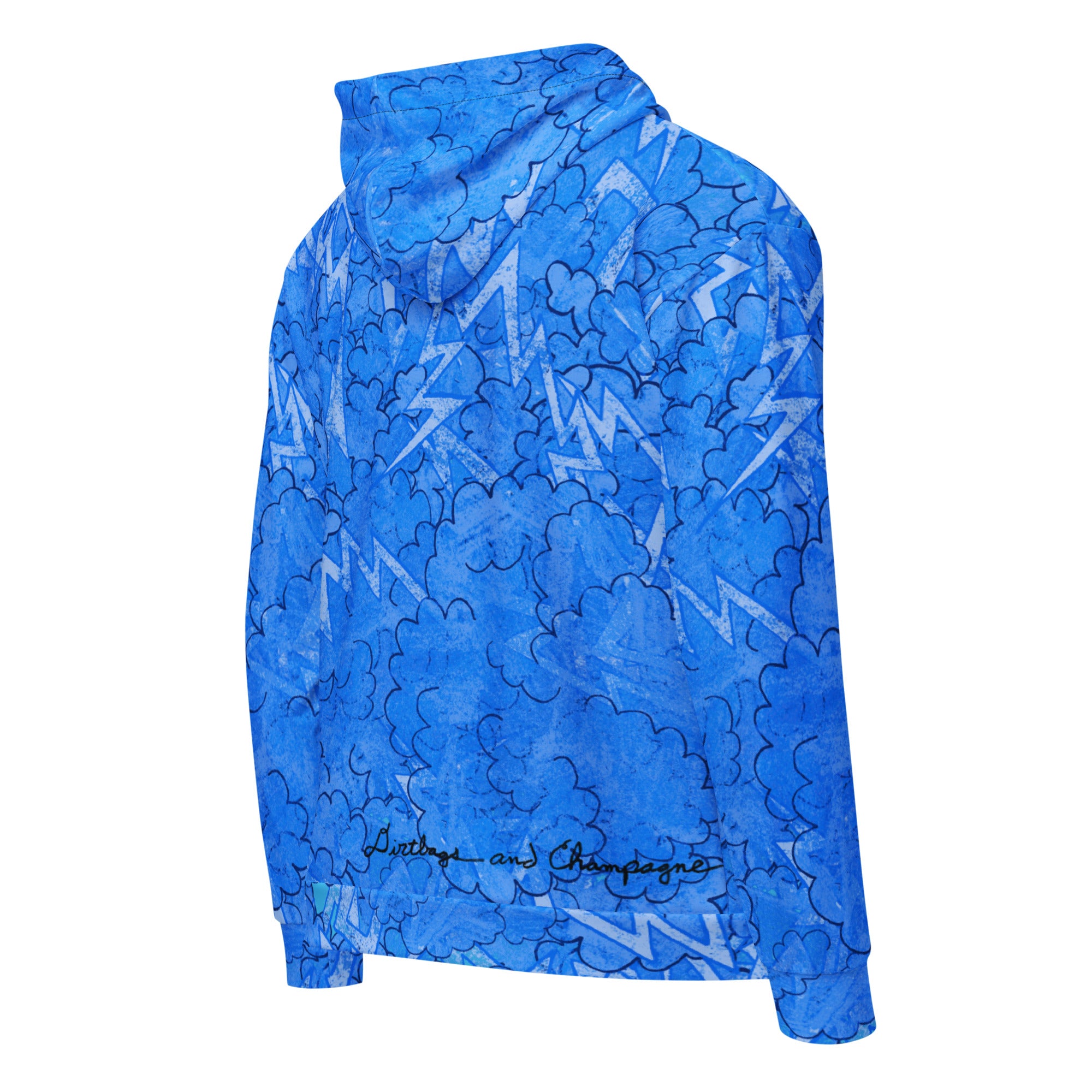 Blue lightning cloud Unisex zip hoodie