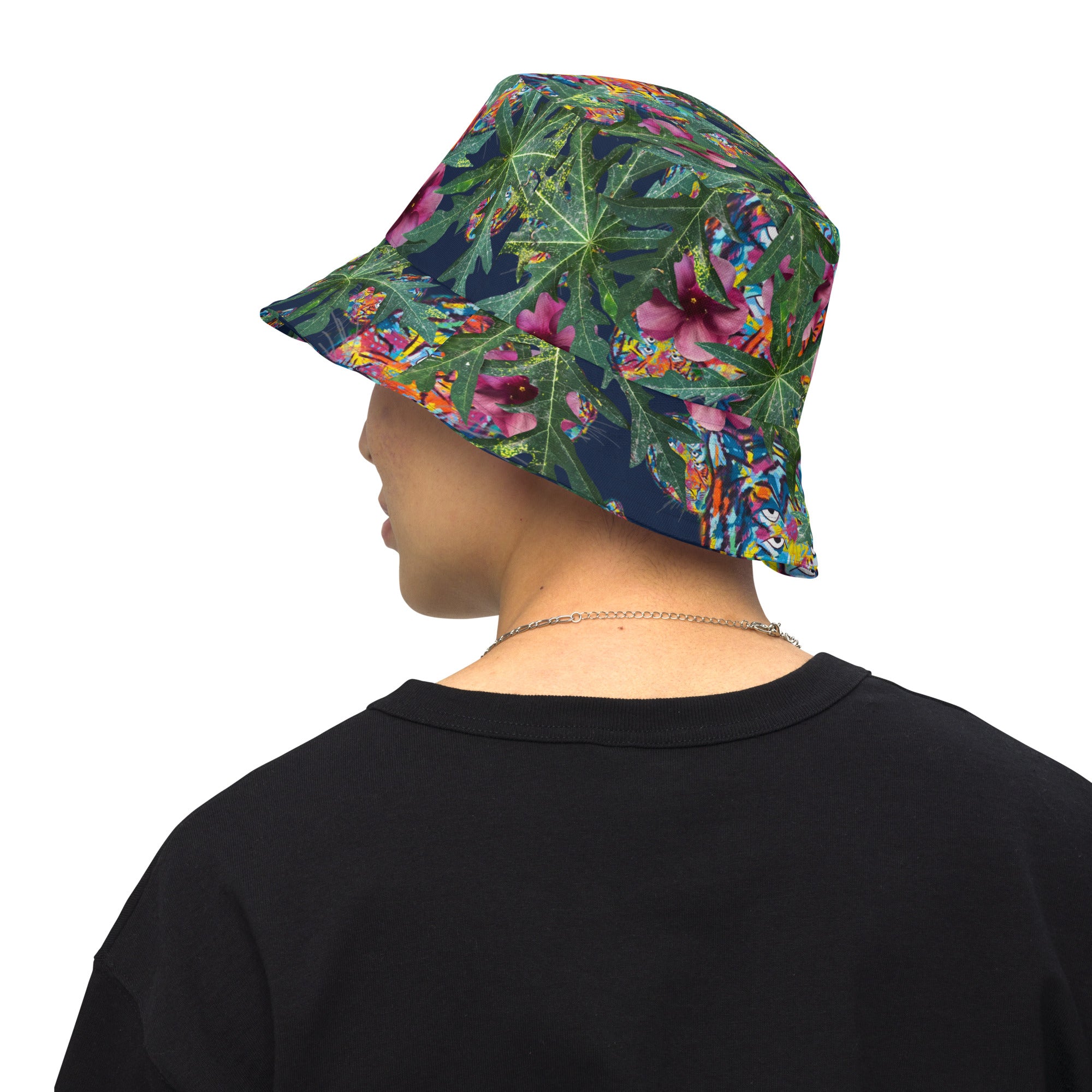 6 Eyed Tiger Flora and Fauna Reversible Bucket Hat L/XL