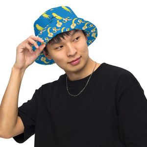 apples and bananas/ yellow bird Reversible bucket hat