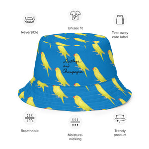 apples and bananas/ yellow bird Reversible bucket hat