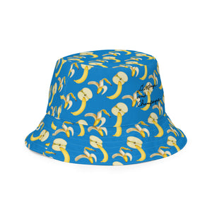 apples and bananas/ yellow bird Reversible bucket hat