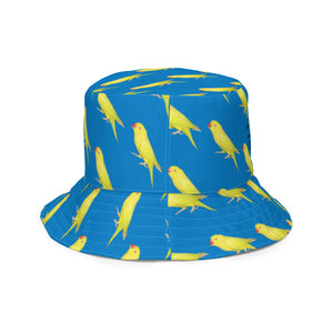 apples and bananas/ yellow bird Reversible bucket hat