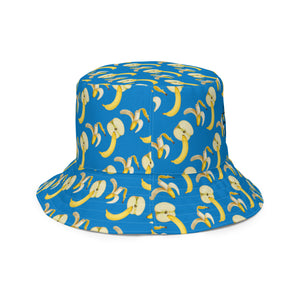 apples and bananas/ yellow bird Reversible bucket hat