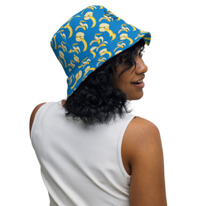 apples and bananas/ yellow bird Reversible bucket hat