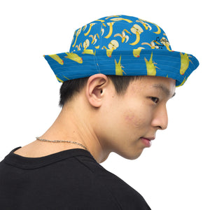 apples and bananas/ yellow bird Reversible bucket hat