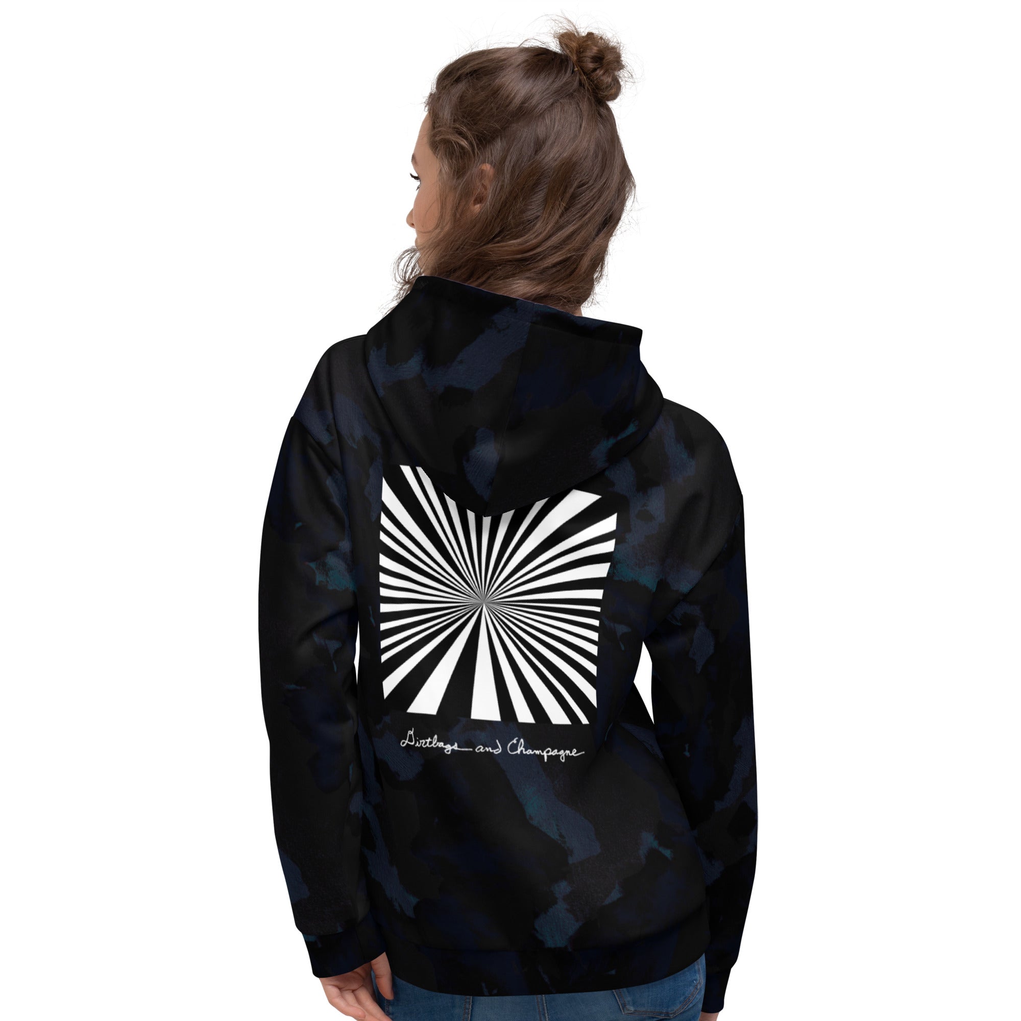 black and white radiating, painted black camo Unisex Hoodie