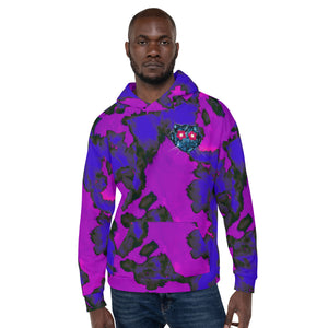 flower eyed blue tiger with a yellow birdie in the hood, painted Daphne Unisex Hoodie