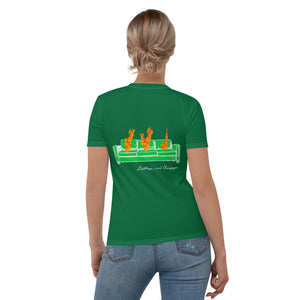 Green and white couch on fire Women's T-shirt
