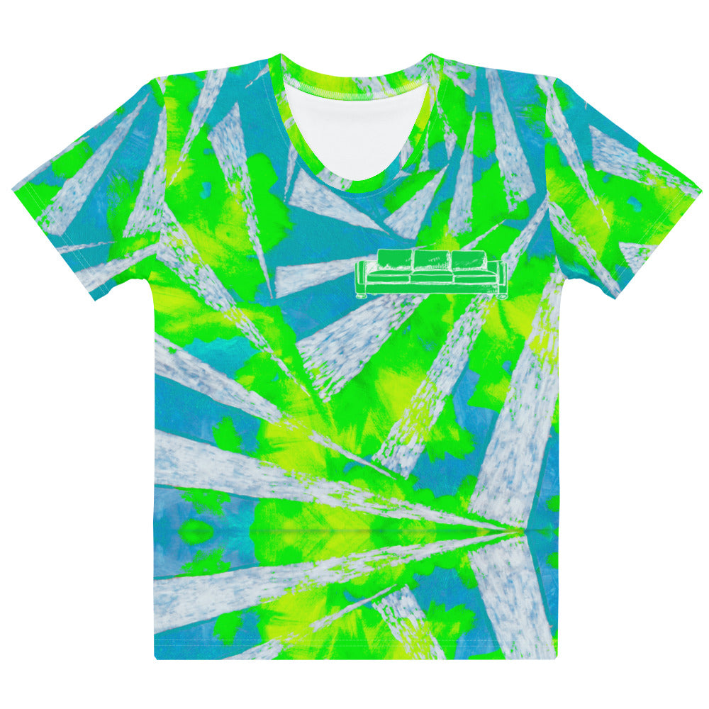 Green and white couch fire spiral Women's T-shirt