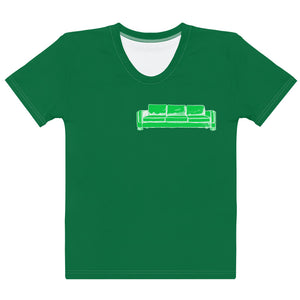 Green and white couch on fire Women's T-shirt