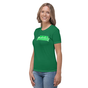 Green and white couch on fire Women's T-shirt