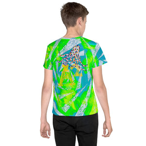 Rainbow octopus A2 Green White Youth crew neck t-shirt
