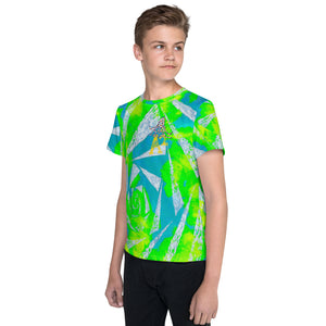 Rainbow octopus A2 Green White Youth crew neck t-shirt
