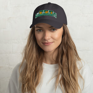 Green and white couch fire Dad hat