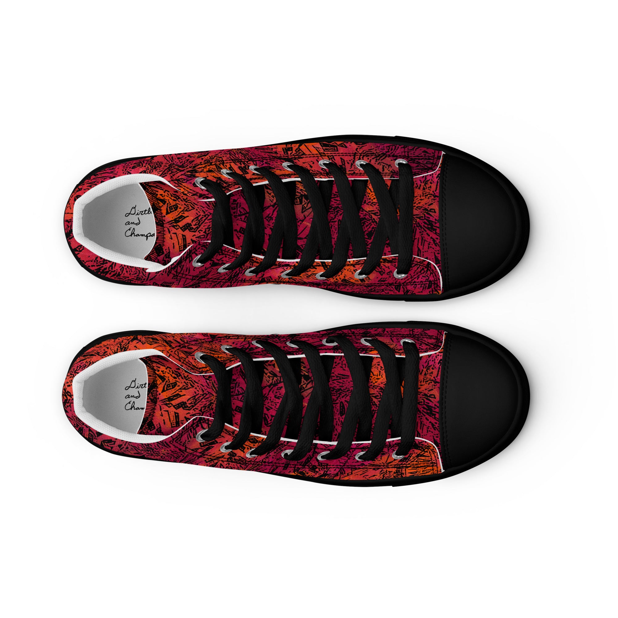 orange and red black diamond Men’s high top canvas shoes